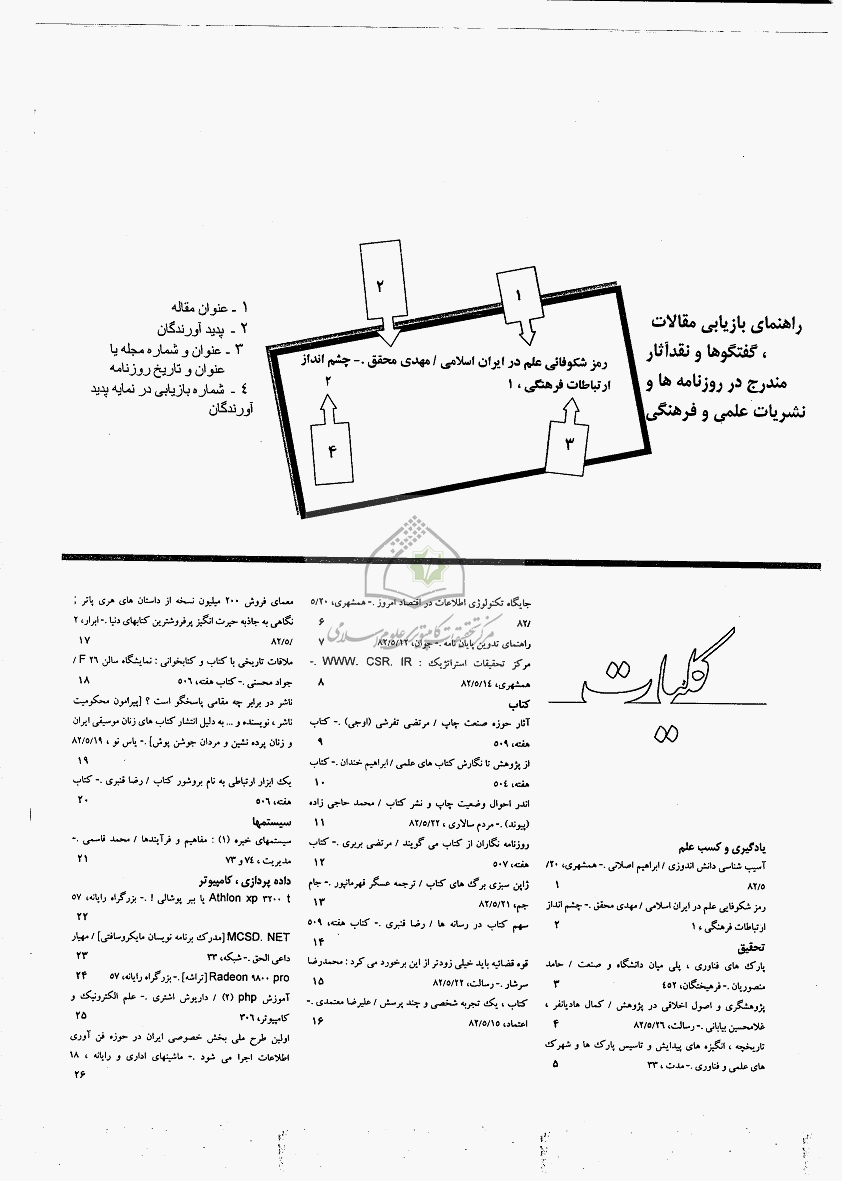 نمایه موضوعی مقالات موقع مجلات نور التخصصية